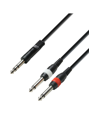 Stereo jack adapter for 2 jack mono 6.3 mm
