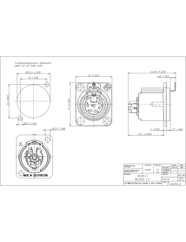 Embase XLR 6 broches...