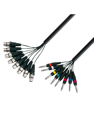 8 x XLRF cable 8 x JacK6,35 mm stereo 3 m