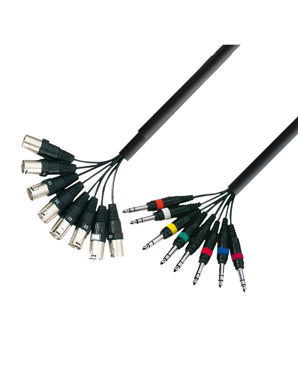 Câbles 8 x XLRM vers 8 x JacK6,35 mm stéréo 3 m